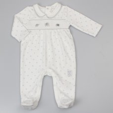 C12069: Baby Unisex Elephant Smocked Cotton  All In One  (0-9 Months)
